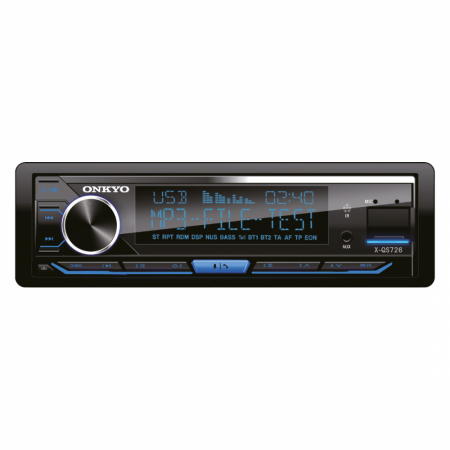 Onkyo X-QS726, Bluetooth-autostereo, jossa 3 paria matalatasoisia (4V) ja sisäänrakennettu DSP ryhmässä Autohifi / Autostereot / 1-din @ BRL Electronics (806XQS726)