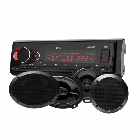 GAS MAX M140-BTX & Rockford Fosgate PUNCH-kaiuttimet, autostereopaketti ryhmässä Pakettiratkaisut / Paketit autoon / Autostereopaketit @ BRL Electronics (SETMAXM140PUNCH)