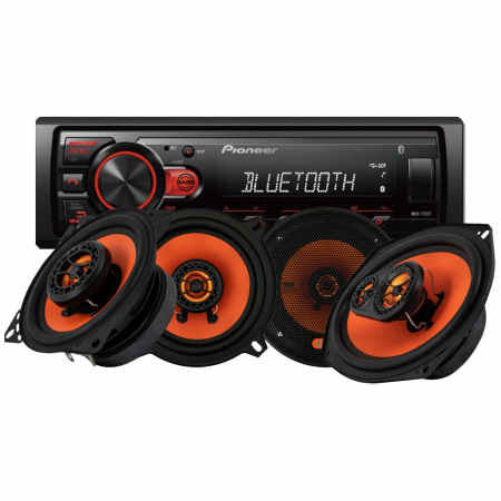 Pioneer MVH-230BT & GAS MAD X1-kaiuttimet, autostereopaketti ryhmässä Pakettiratkaisut / Paketit autoon / Autostereopaketit @ BRL Electronics (SETMVH230BTX1)