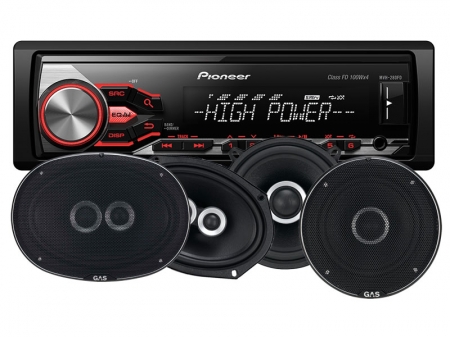 Pioneer MVH-280FD & GAS Silver-högtalare ryhmässä Pakettiratkaisut / Paketit autoon / Autostereopaketit @ BRL Electronics (SETMVH280FDSILVER)