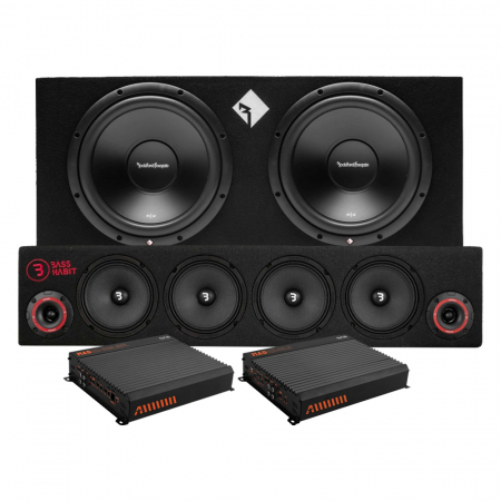 Rockford Fosgate R2-2X12 SPL64:llä, raggarpaketti ryhmässä Pakettiratkaisut / Paketit autoon / Raggarpaket @ BRL Electronics (SETR22X12PKT9)