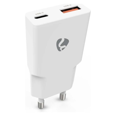 Nedis seinälaturi 30 W 1x USB-C 1x USB-A, valkoinen