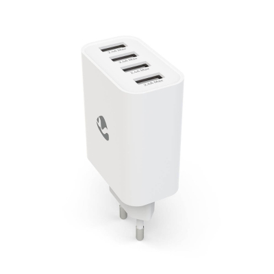 Nedis USB-A-seinälaturi, 4 porttia, 24 W, valkoinen