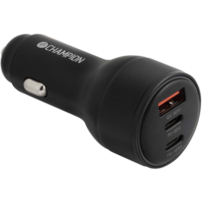 Champion autolaturi 130 W, 3-porttinen QC/PD, musta