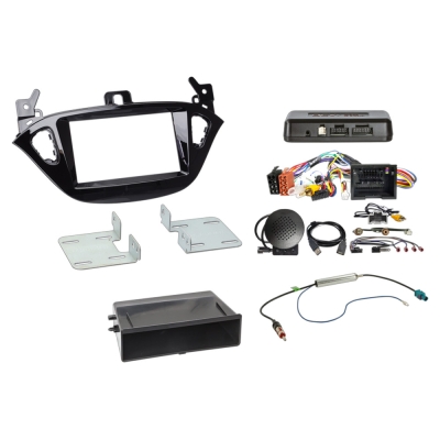 2-DIN asennussarja säilytyslokerolla Opel Adam/Corsa E, Piano Black 2013-2017