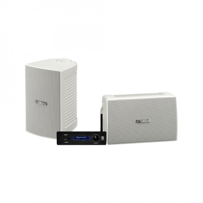 Yamaha NS-AW194 valkoisena System One A50BT:n kanssa, ulkopaketti