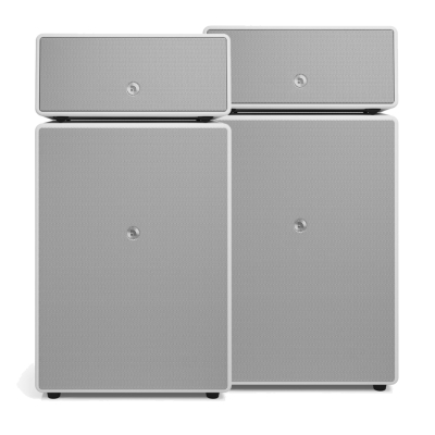 2-pack Audio Pro Drumfire II W Wi-Fi-kaiuttimet Google Castilla & AirPlay 2:lla, valkoinen